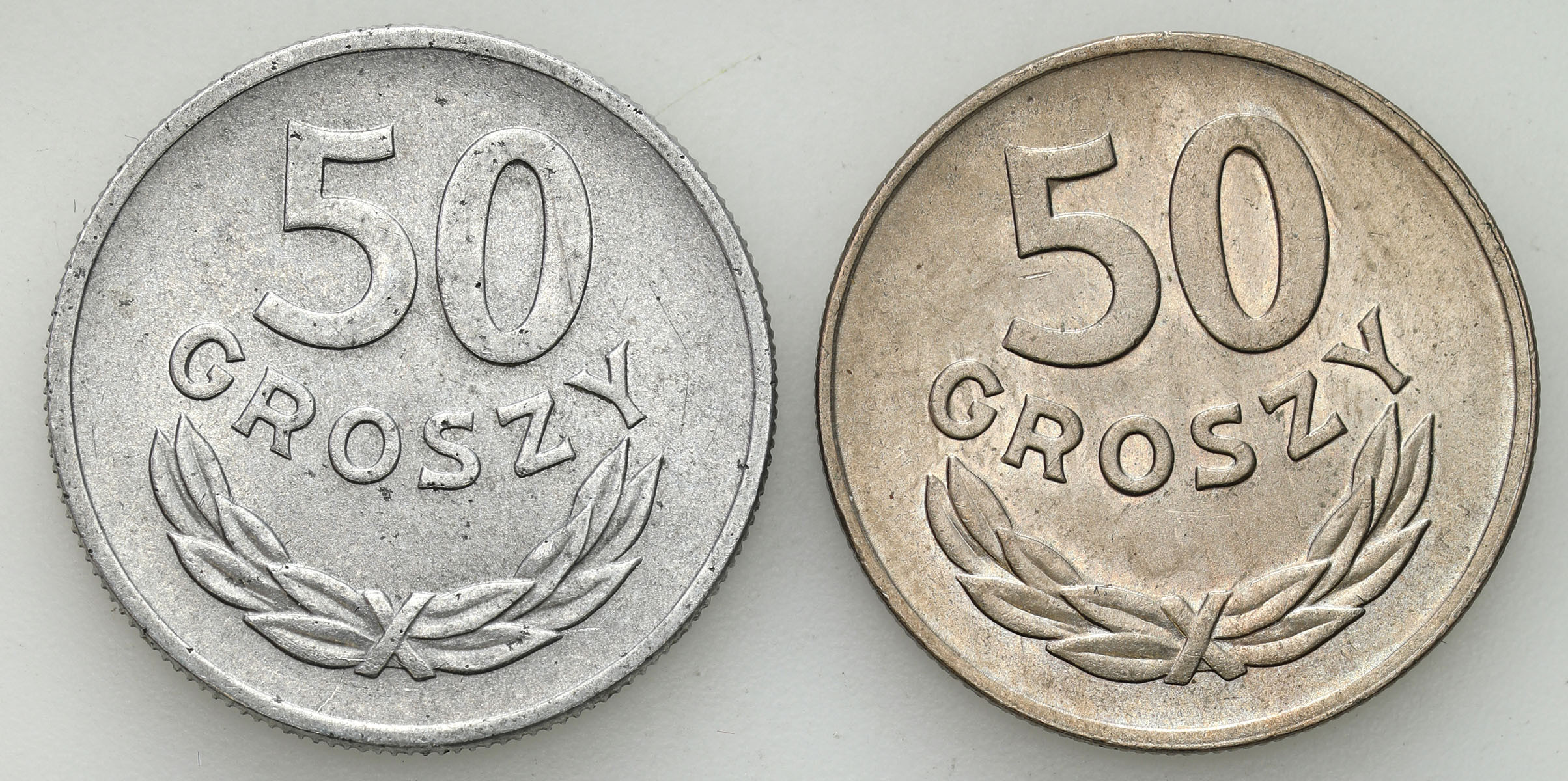 PRL. 50 groszy aluminium i miedzionikiel 1949, zestaw 2 monet